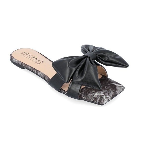 **NEW** Journee Collection Women's Kealla Bow Slip On Sandal/Slide Black-Size 7 - Picture 4 of 7